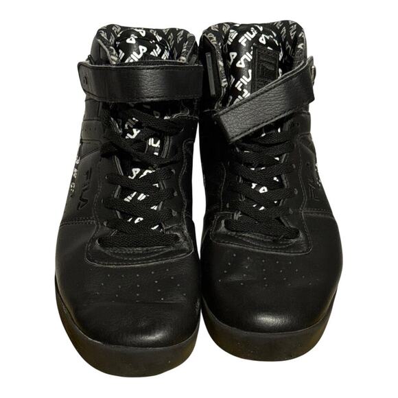 Fila F13 Strap High Top Sneakers Black White Logo Men's Size 9.5 Retro Athletic - Picture 4 of 8